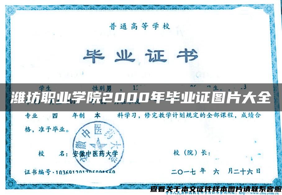 潍坊职业学院2000年毕业证图片大全