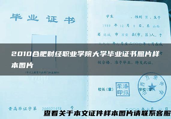 2010合肥财经职业学院大学毕业证书照片样本图片