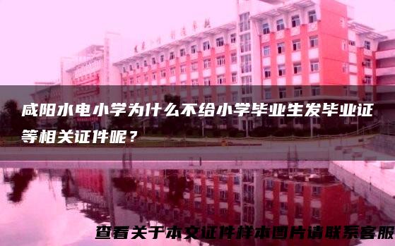 咸阳水电小学为什么不给小学毕业生发毕业证等相关证件呢？