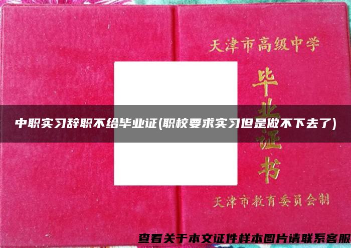 中职实习辞职不给毕业证(职校要求实习但是做不下去了)