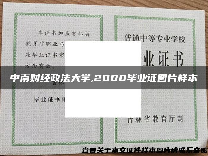 中南财经政法大学,2000毕业证图片样本