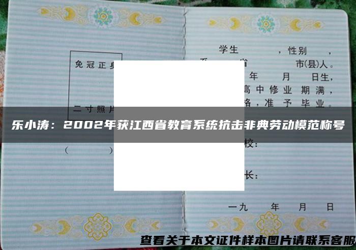 乐小涛：2002年获江西省教育系统抗击非典劳动模范称号