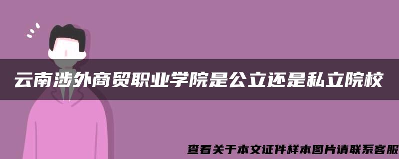 云南涉外商贸职业学院是公立还是私立院校