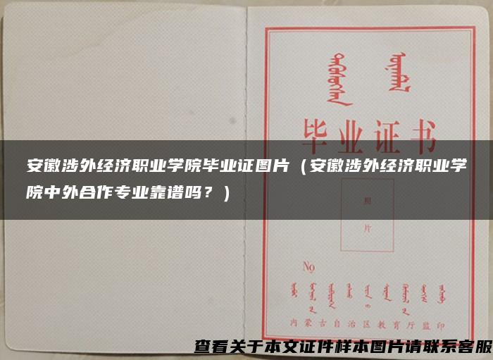 安徽涉外经济职业学院毕业证图片（安徽涉外经济职业学院中外合作专业靠谱吗？）