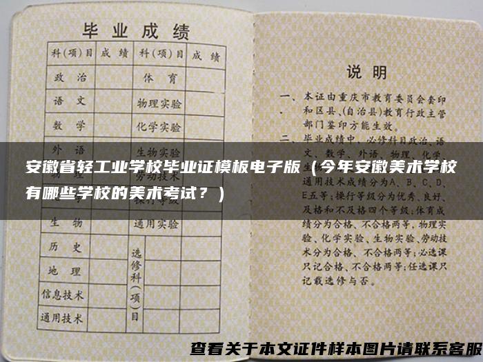 安徽省轻工业学校毕业证模板电子版（今年安徽美术学校有哪些学校的美术考试？）