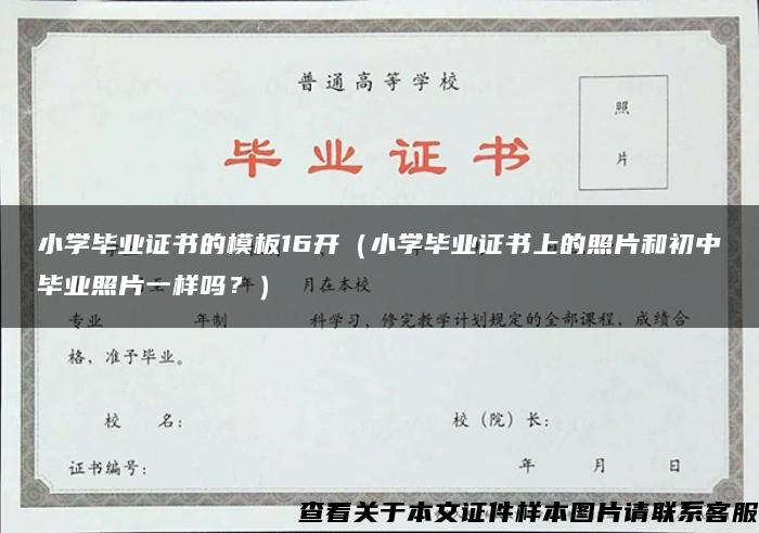 小学毕业证书的模板16开（小学毕业证书上的照片和初中毕业照片一样吗？）