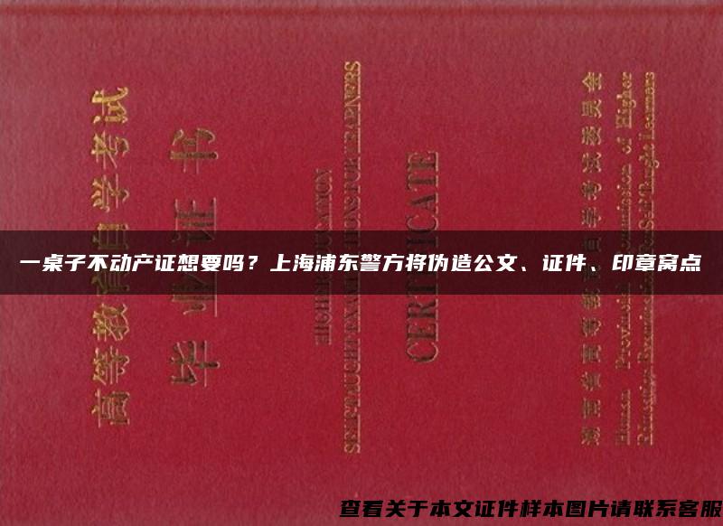 一桌子不动产证想要吗？上海浦东警方将伪造公文、证件、印章窝点