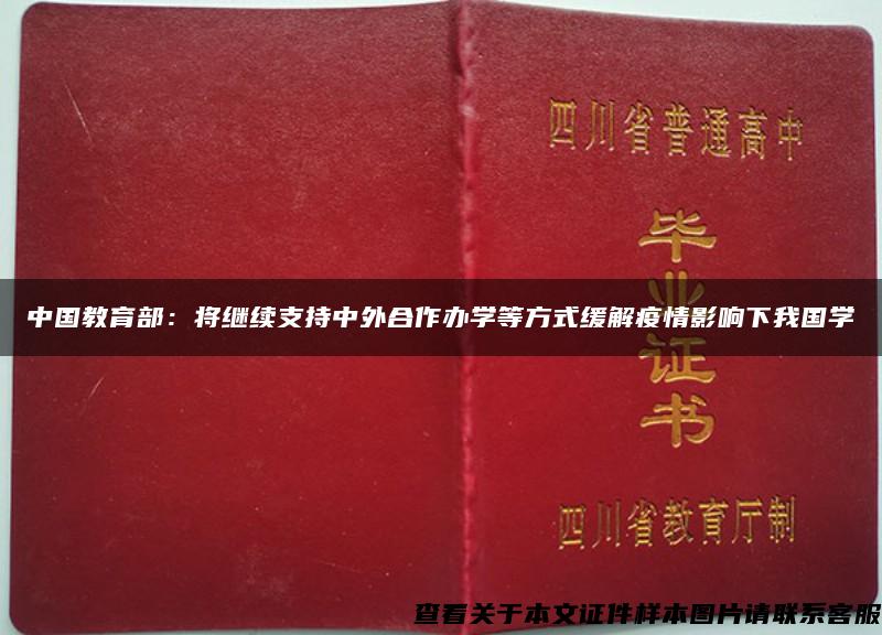 中国教育部：将继续支持中外合作办学等方式缓解疫情影响下我国学