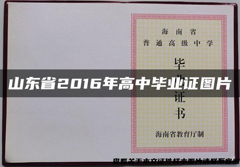 山东省2016年高中毕业证图片