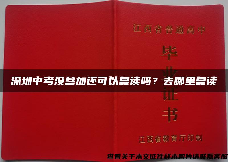 深圳中考没参加还可以复读吗？去哪里复读