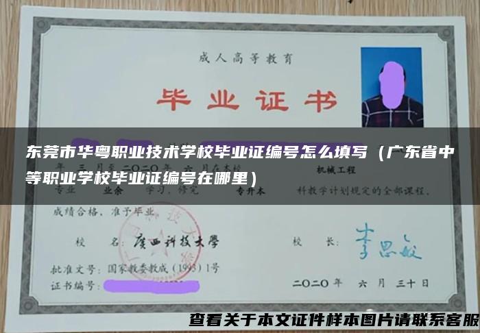 东莞市华粤职业技术学校毕业证编号怎么填写（广东省中等职业学校毕业证编号在哪里）