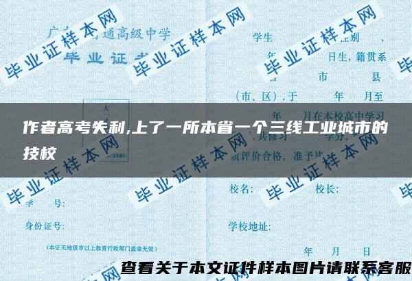 作者高考失利,上了一所本省一个三线工业城市的技校