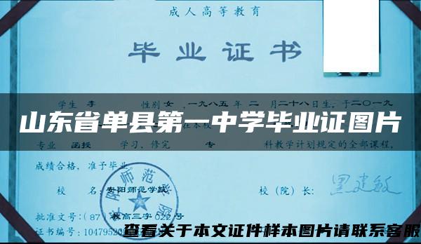 山东省单县第一中学毕业证图片