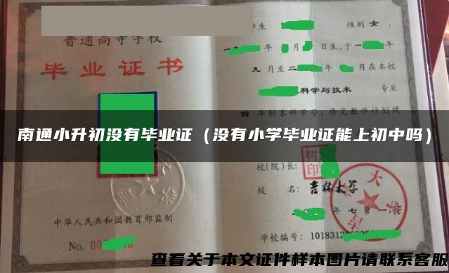 南通小升初没有毕业证（没有小学毕业证能上初中吗）