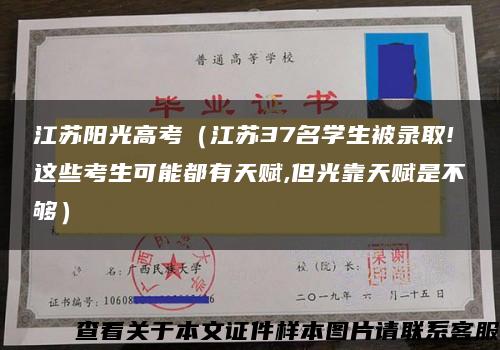 江苏阳光高考（江苏37名学生被录取!这些考生可能都有天赋,但光靠天赋是不够）