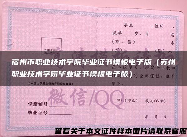 宿州市职业技术学院毕业证书模板电子版（苏州职业技术学院毕业证书模板电子版）