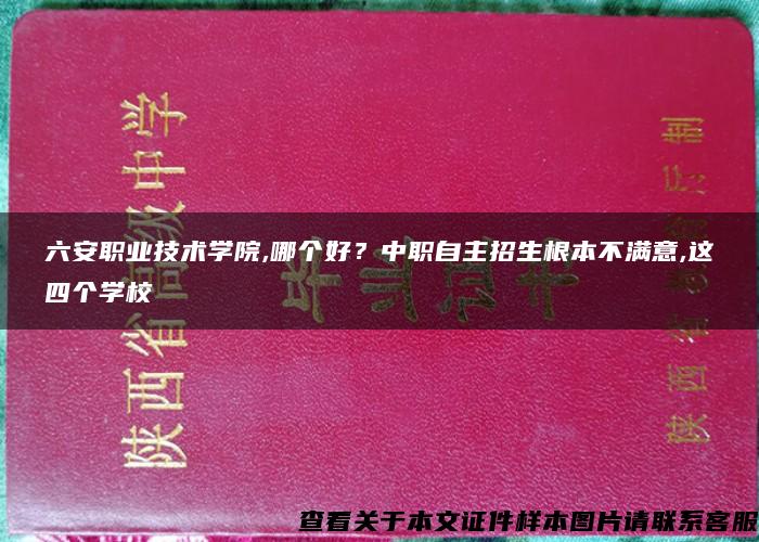 六安职业技术学院,哪个好？中职自主招生根本不满意,这四个学校