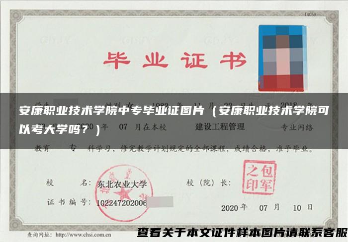 安康职业技术学院中专毕业证图片（安康职业技术学院可以考大学吗？）