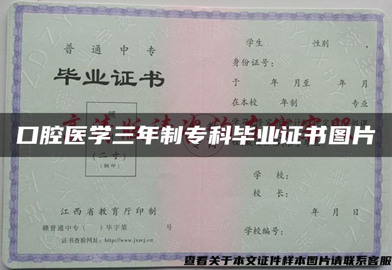 口腔医学三年制专科毕业证书图片