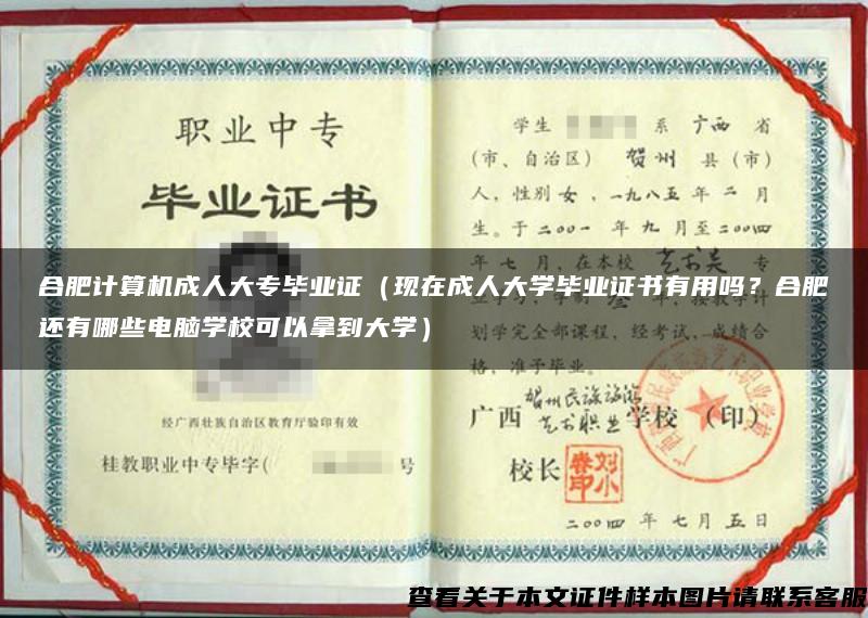 合肥计算机成人大专毕业证（现在成人大学毕业证书有用吗？合肥还有哪些电脑学校可以拿到大学）