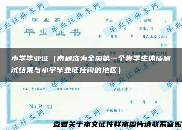 小学毕业证（南通成为全国第一个将学生体质测试结果与小学毕业证挂钩的地区）