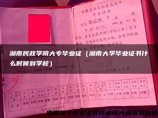 湖南民政学院大专毕业证（湖南大学毕业证书什么时候到学校）