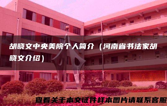 胡晓文中央美院个人简介（河南省书法家胡晓文介绍）