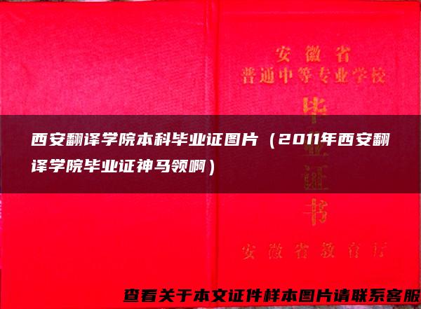 西安翻译学院本科毕业证图片（2011年西安翻译学院毕业证神马领啊）