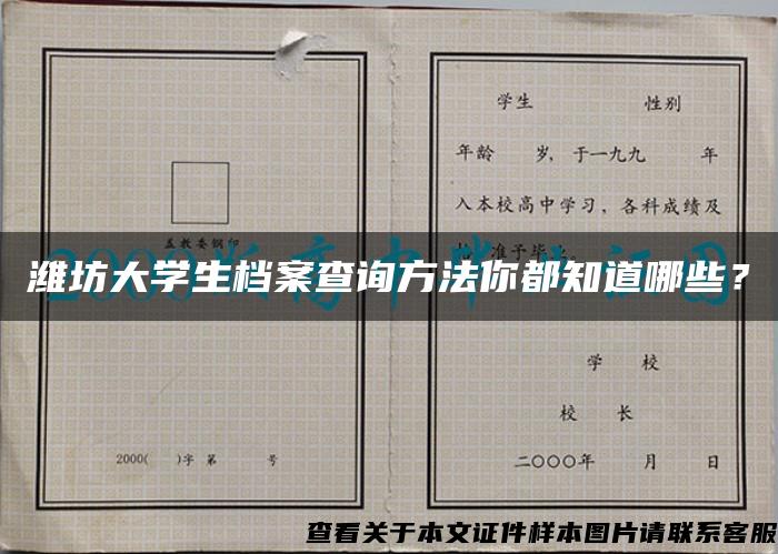 潍坊大学生档案查询方法你都知道哪些？