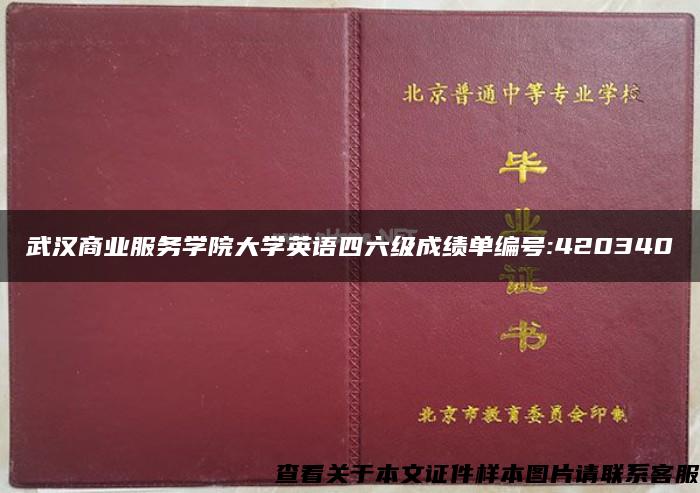 武汉商业服务学院大学英语四六级成绩单编号:420340