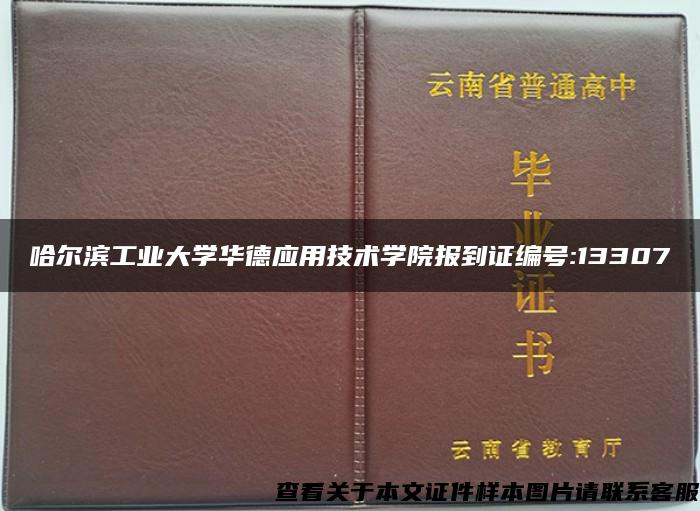 哈尔滨工业大学华德应用技术学院报到证编号:13307