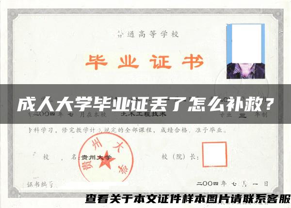 成人大学毕业证丢了怎么补救？