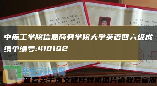 中原工学院信息商务学院大学英语四六级成绩单编号:410192