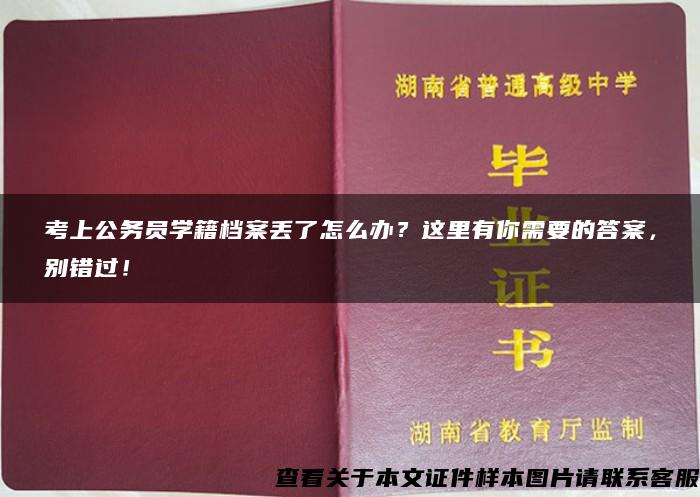 考上公务员学籍档案丢了怎么办？这里有你需要的答案，别错过！