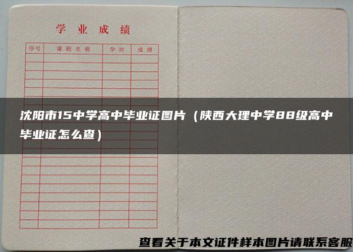 沈阳市15中学高中毕业证图片（陕西大理中学88级高中毕业证怎么查）