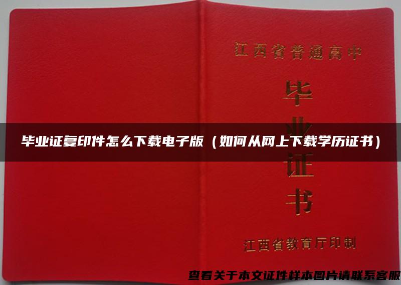 毕业证复印件怎么下载电子版（如何从网上下载学历证书）