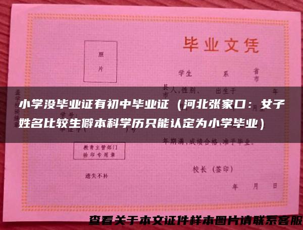 小学没毕业证有初中毕业证（河北张家口：女子姓名比较生僻本科学历只能认定为小学毕业）