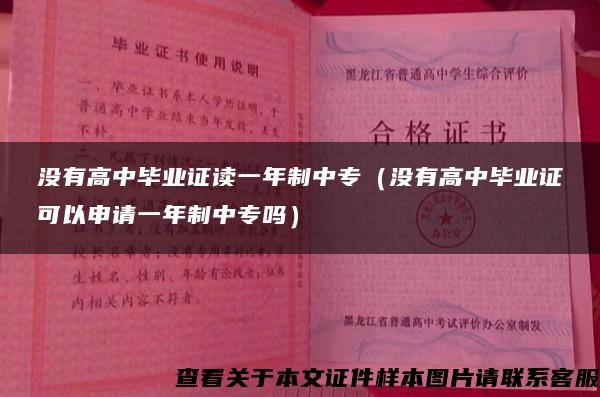 没有高中毕业证读一年制中专（没有高中毕业证可以申请一年制中专吗）