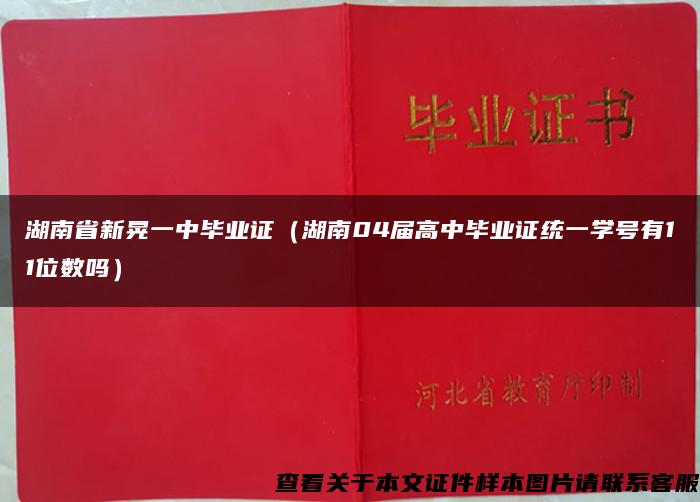 湖南省新晃一中毕业证（湖南04届高中毕业证统一学号有11位数吗）