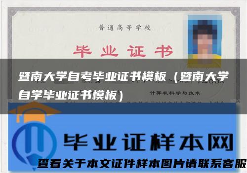 暨南大学自考毕业证书模板（暨南大学自学毕业证书模板）