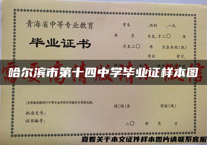 哈尔滨市第十四中学毕业证样本图