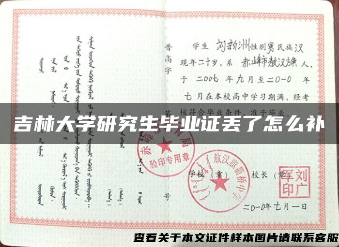 吉林大学研究生毕业证丢了怎么补