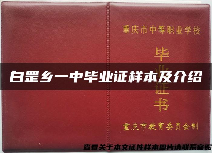 白罡乡一中毕业证样本及介绍