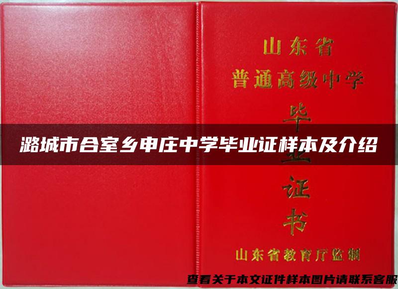 潞城市合室乡申庄中学毕业证样本及介绍