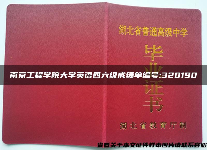 南京工程学院大学英语四六级成绩单编号:320190