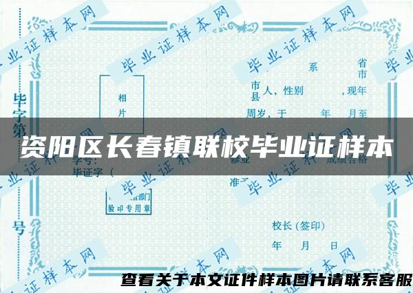 资阳区长春镇联校毕业证样本