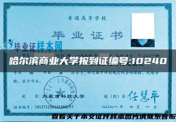 哈尔滨商业大学报到证编号:10240