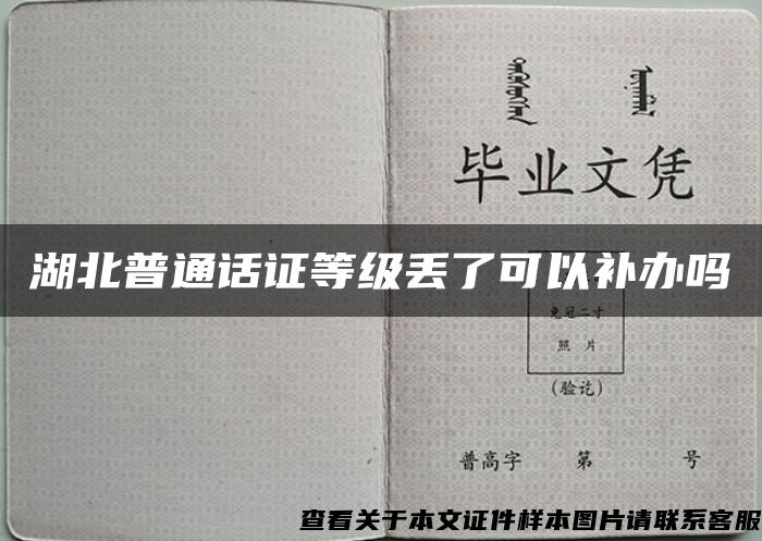 湖北普通话证等级丢了可以补办吗