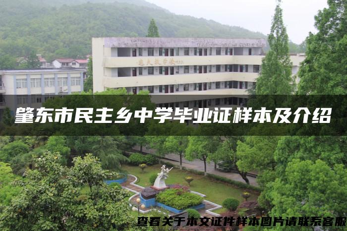 肇东市民主乡中学毕业证样本及介绍