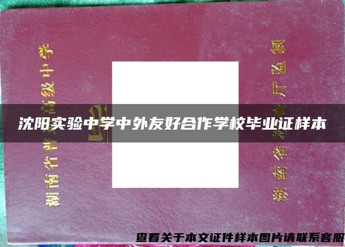 沈阳实验中学中外友好合作学校毕业证样本